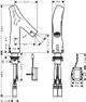 Waschtischmischer mit integrierter Temperatursteuerung und Sensorik, designed von AXOR. Die Montagevorschriften sind grafisch dargestellt.